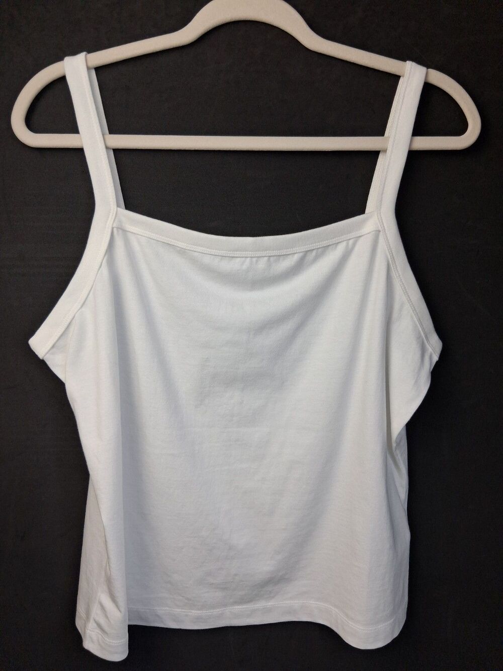 Everlane Essential Square Neck Tank Top White Organic Cotton Blend Women's Sz XL